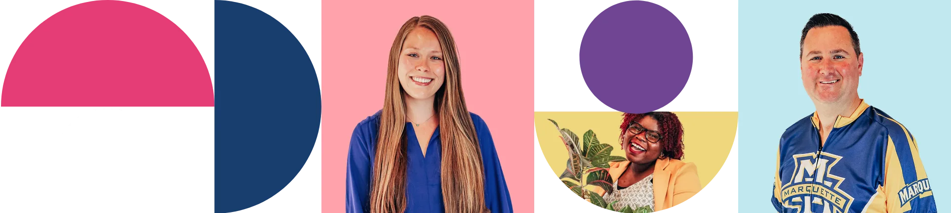 Collage of two women and a man