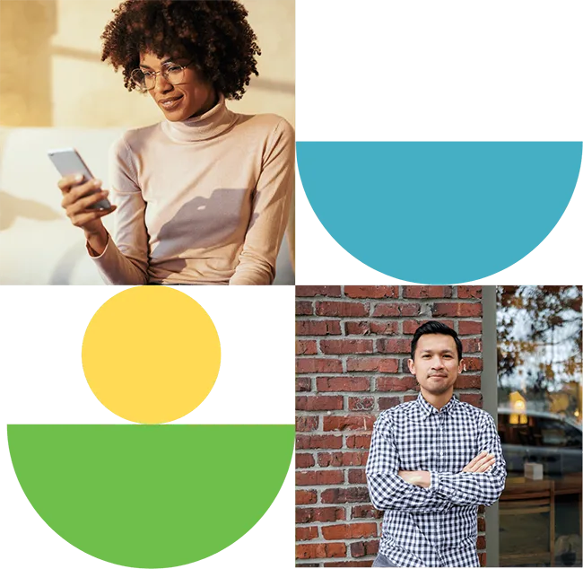 Collage of a woman and a man