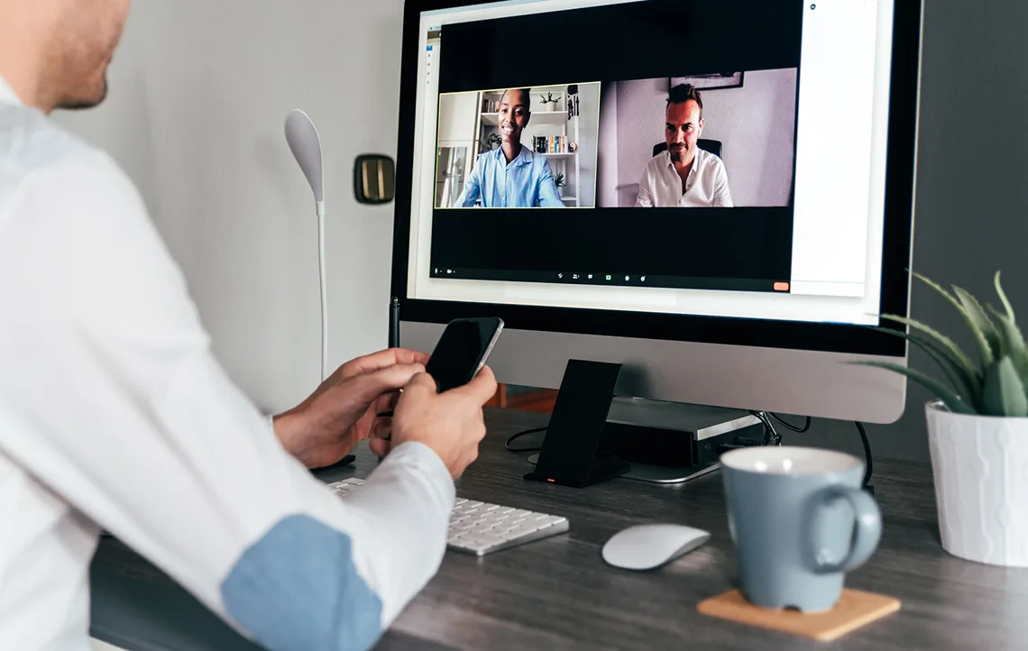 A closeup of a desktop screen in a video call